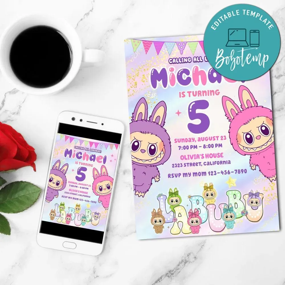 Labubu Invite Customizable Template Instant Download | Bobotemp