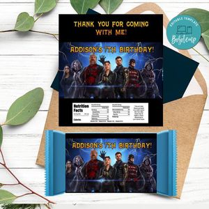 Thunderbolts Candy Bar Label Customizable Template Instant Download