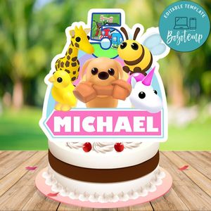 Adopt Me Birthday Cake Topper Template Printable Instant Download