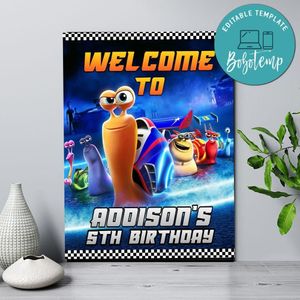 Turbo Racing Team Birthday Welcome Sign Digital File Printable Instant Download