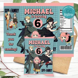 Spy family Birthday Chip Bag Digital File Printable Instant Download