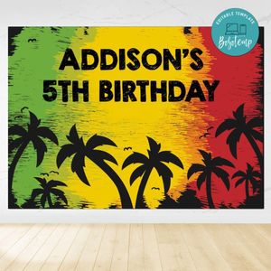 Jamaican Birthday Backdrop Digital File Template Instant Download