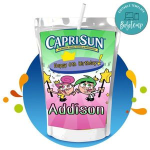The Fairly OddParents Capri Sun Birthday Labels Digital File Printable Instant Download