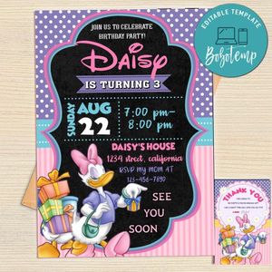 Daisy Duck Invitation Template Free Thank You Card Printable