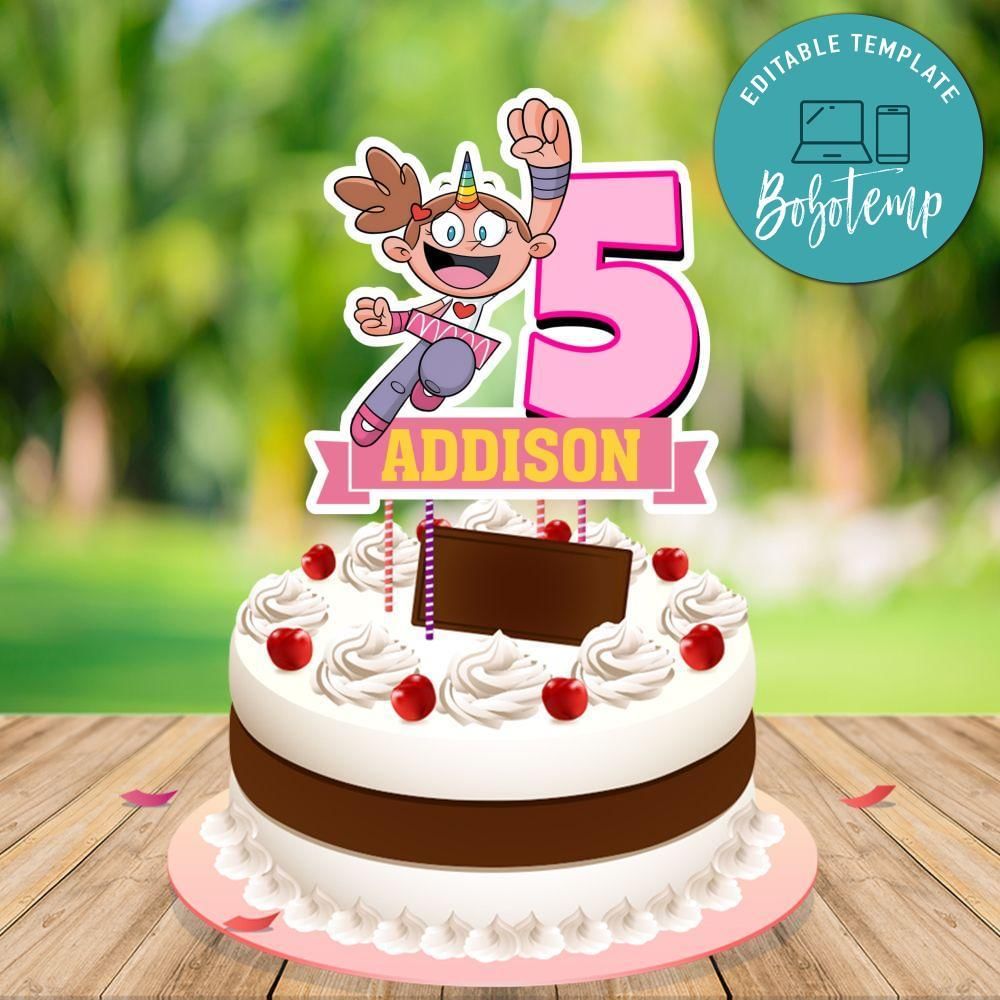 Super Unicorn Princess Cake Topper Template Printable Instant Download