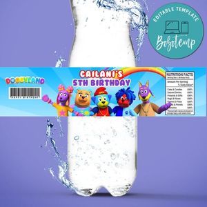 Doggyland Bottle Label Birthday Water Bottle Label Template to Print at Home Instant Download