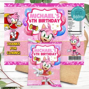 Amy rose Birthday Chip Bag Digital File Printable Instant Download