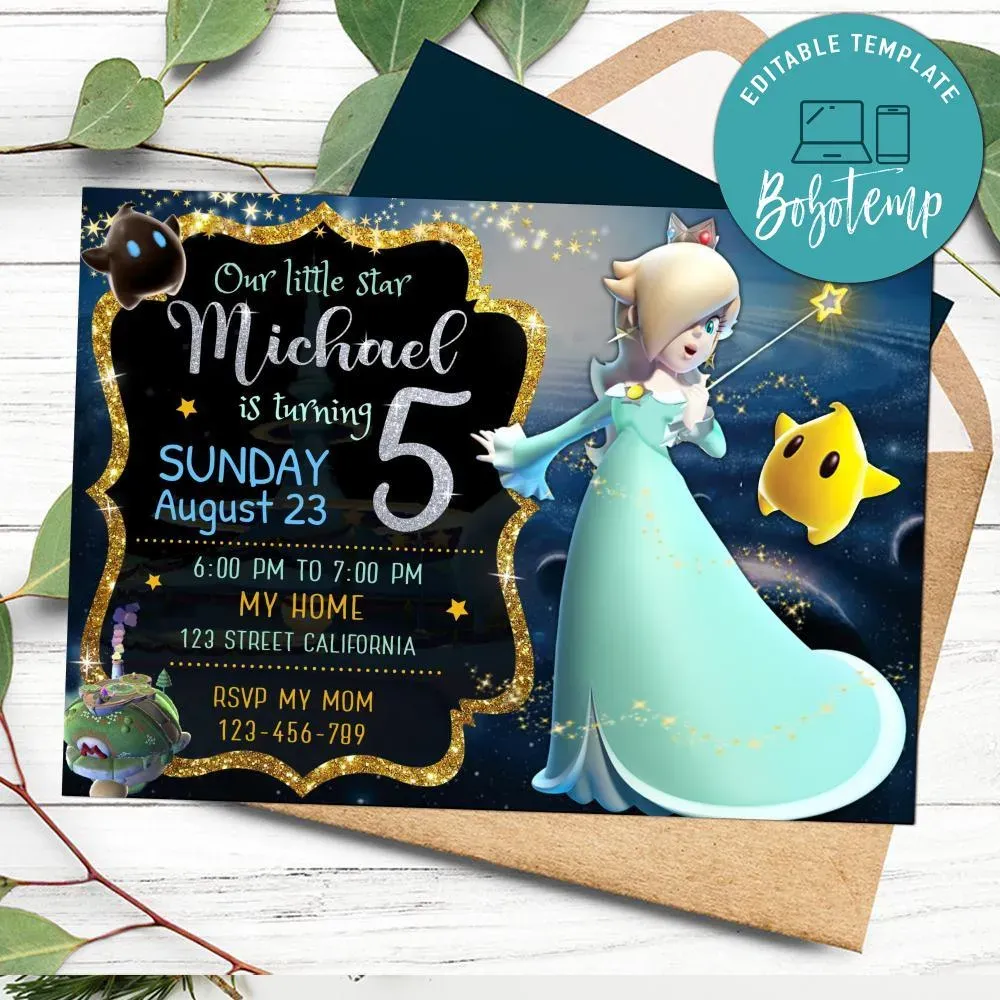 Rosalina Invitation Customizable Template DIY | Bobotemp