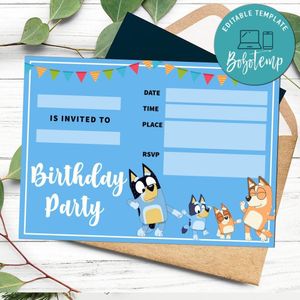 Bluey fill in blank Invitation Customizable Template to Print at Home Instant Download