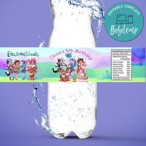 Enchantimal Birthday Water Bottle Label Template To Print At Home Instant Download
