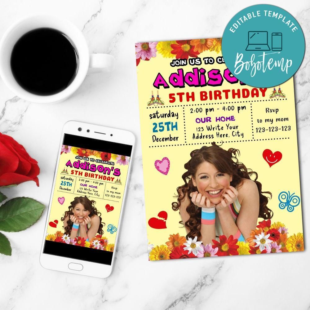 Floricienta Mobile Invite Customizable Template Instant Download