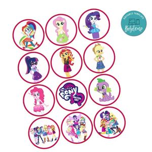 Equestria Girls Cupcake Toppers Template Printable Instant Download