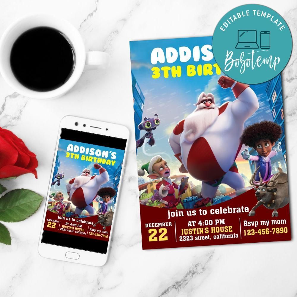 SuperKlaus Invitation Customizable Template to Print at Home Instant Download