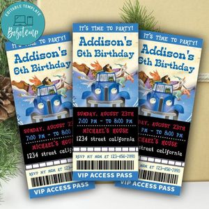 Little Blue Truck Ticket Invitation Customizable Template Instant Download