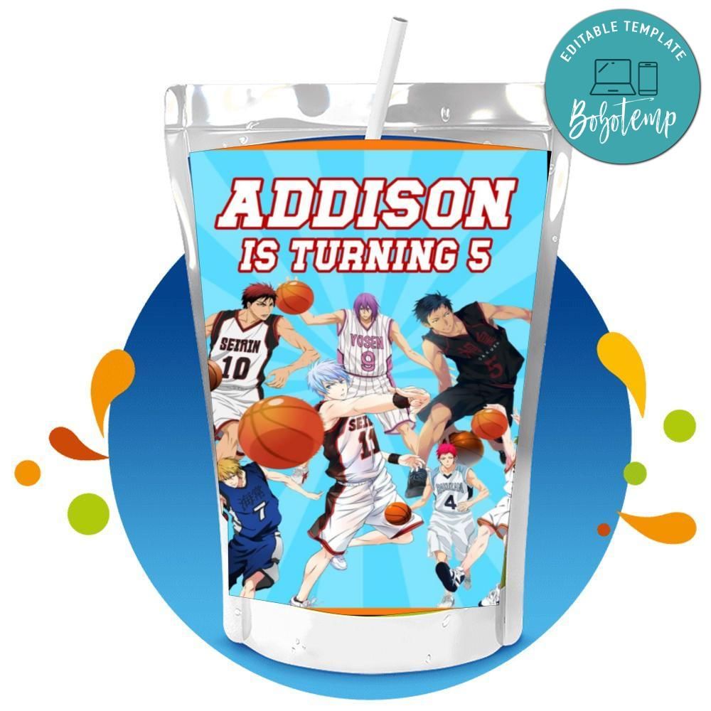 Kuroko's Basketball Capri Sun Birthday Digital File Printable Bobotemp