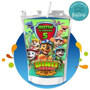 Dino rescue Capri Sun Birthday Labels Digital File Printable Instant Download