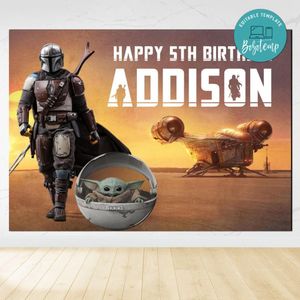 Mandalorian Warrior Birthday Backdrop Digital File Template Instant Download
