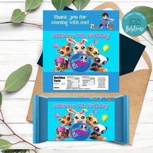Littlest Pet Shop Candy Bar Label Customizable Template Instant Download