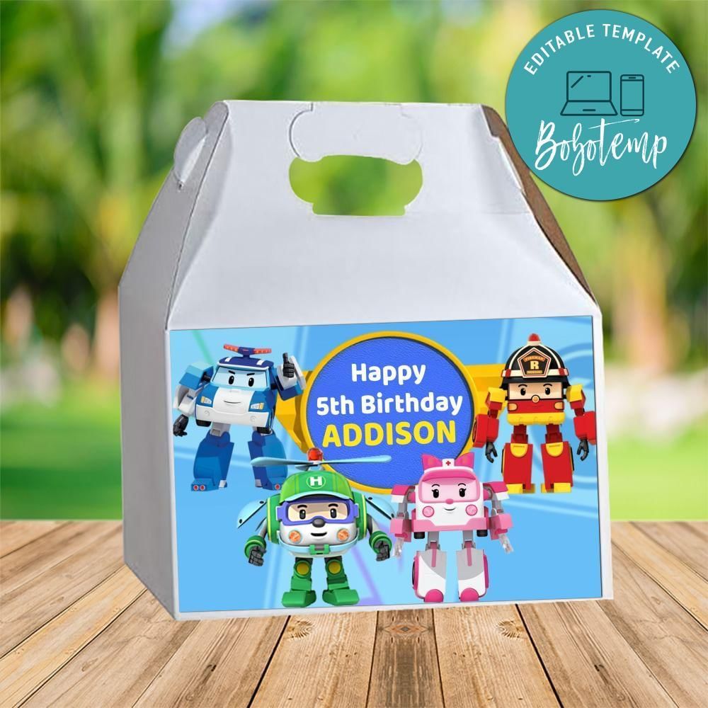 Robocar Poli Gable Box Digital File Printable Instant Download