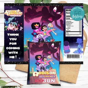 Steven Universe Movie Birthday Honey Buns Snack Bag Label Customizable Instant Download