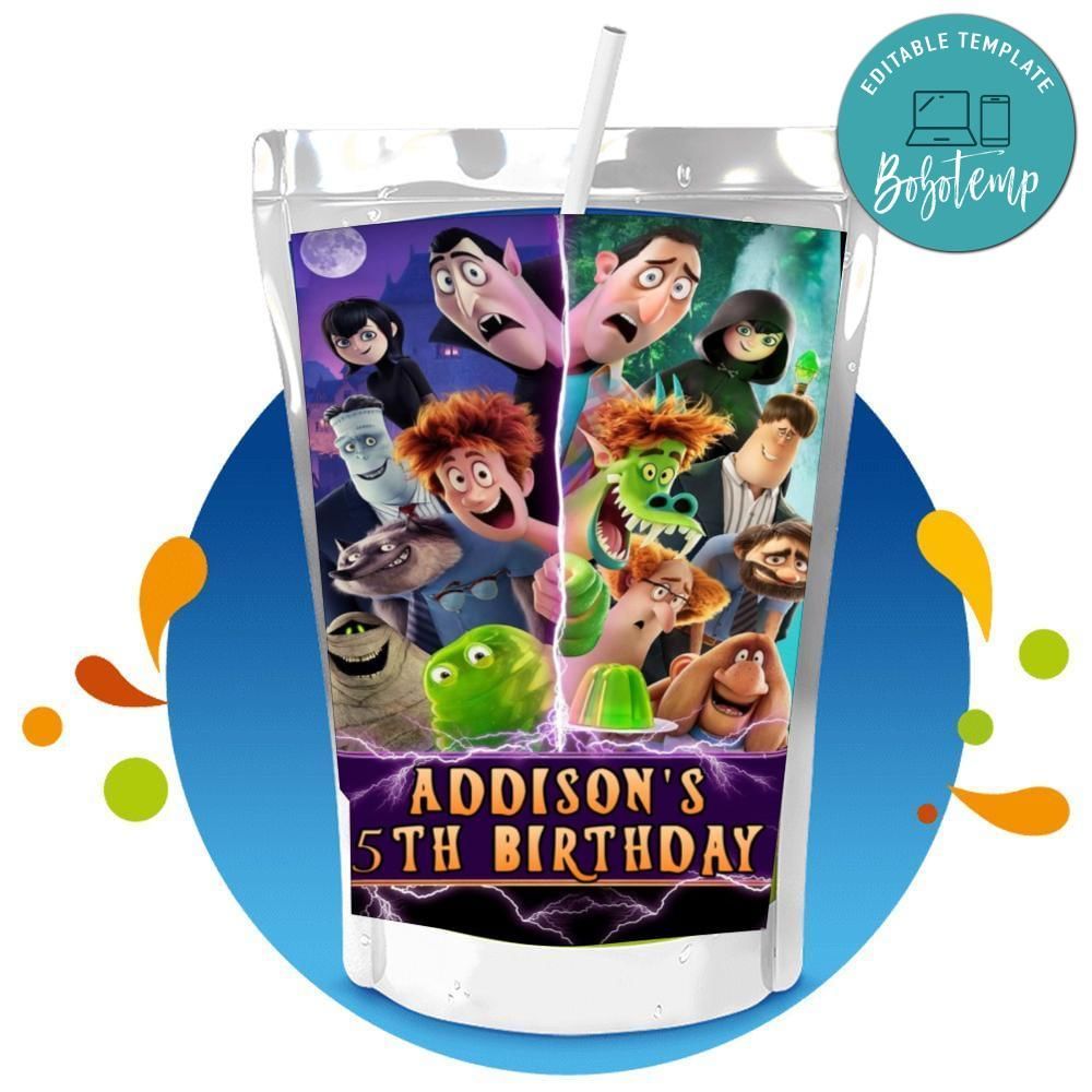 Hotel Transylvania 4 Capri Sun Birthday Labels Digital File Printable Instant Download