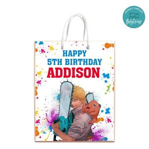 Chainsaw Gift Bag Label Template Printable Instant Download