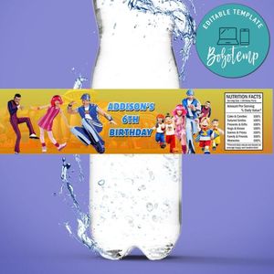 LazyTown Birthday Water Bottle Label Template to Print at Home Instant Download
