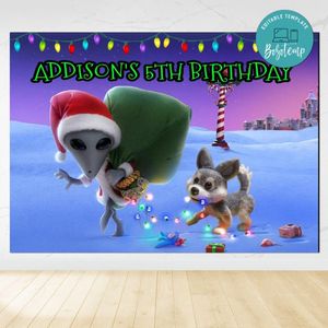 Alien Xmas Birthday Backdrop Digital File Template Instant Download