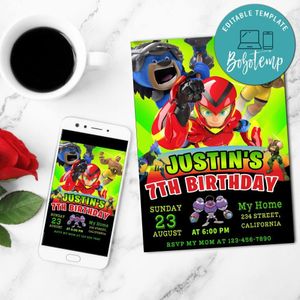 Power Players Birthday Mobile Invite Customizable Template Instant Download