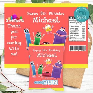 Storybots Birthday Honey Buns Snack Bag Label Customizable Instant Download