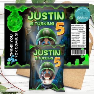 Luigi’s Mansion 3 Birthday Chip Bag Digital File Printable Instant Download
