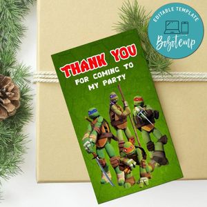 Ninja Turtle Thank You Tag Customizable Template To Print At Home Instant Download