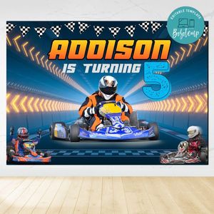 Karting Birthday Backdrop Digital File Template Instant Download