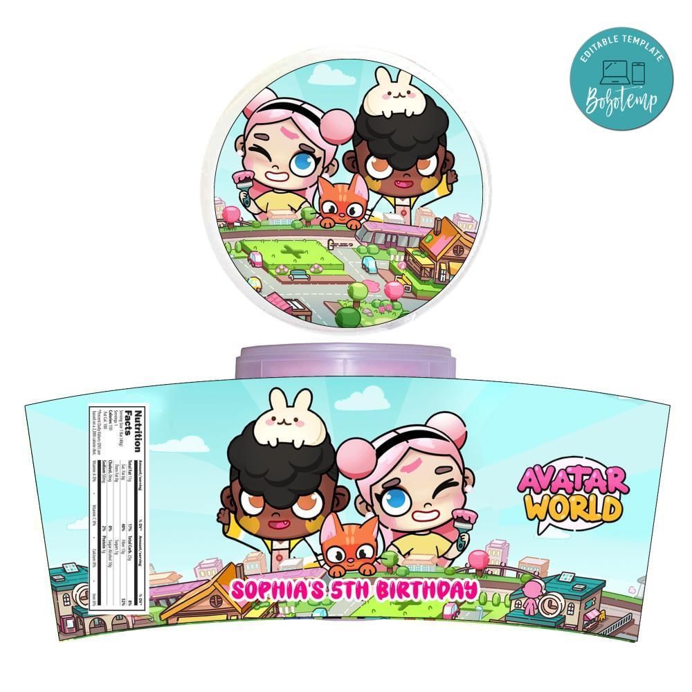 Avatar World Cotton Candy Label Template To Print At Home Instant Download