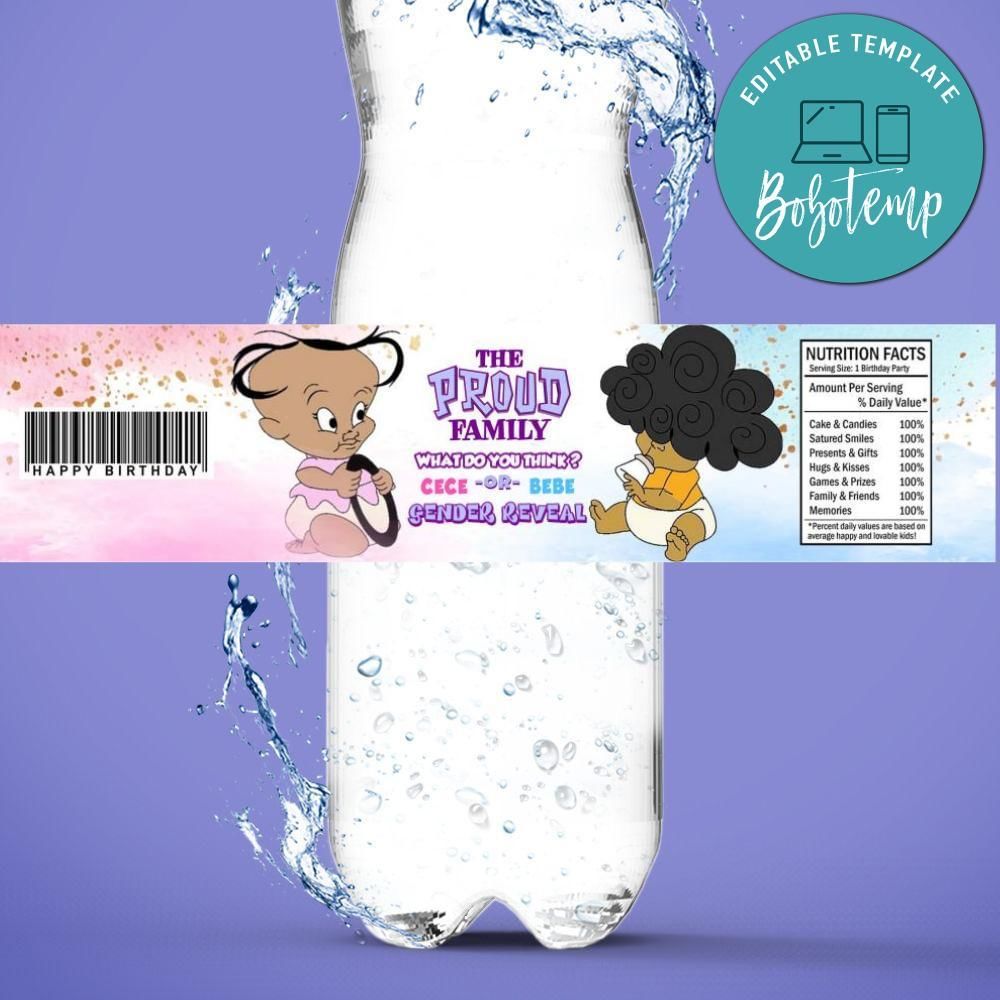 Bebe and Cece Birthday Water Bottle Label Template to Print at Home Instant Download