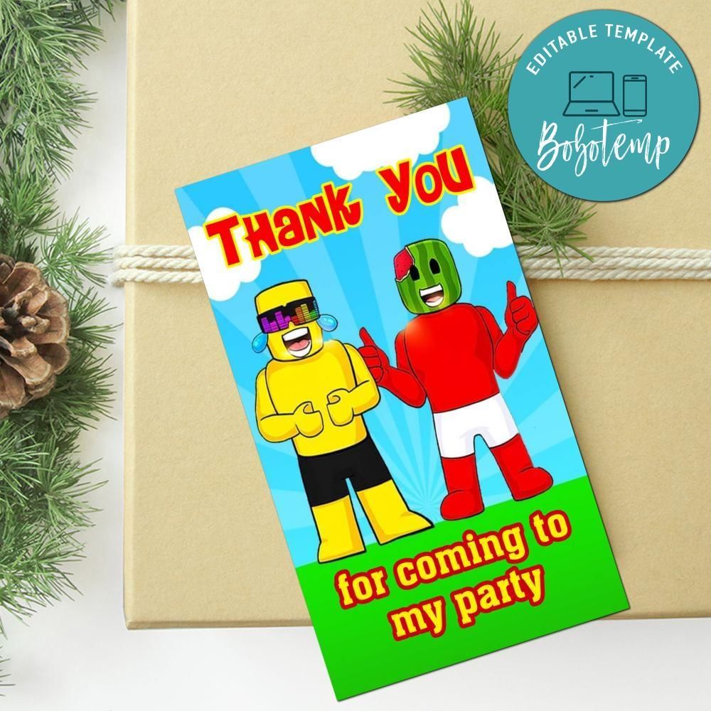 Sunny And Melon Thank You Tag Customizable Template To Print At Home Instant Download