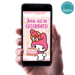 Melody Birthday Video Invitation Digital Template Customizable Instant Download