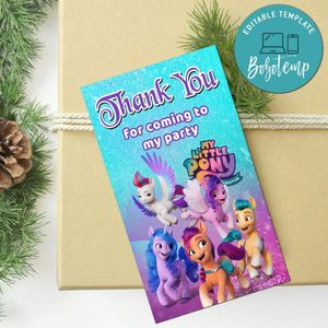 My Little Pony A New Generation Thank You Tag Customizable Template To Print At Home Instant Download