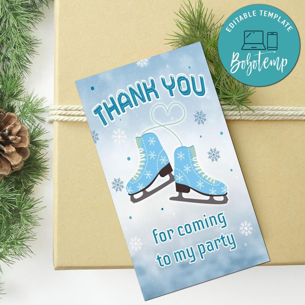Ice Skating Thank You Tag Customizable Template Bobotemp