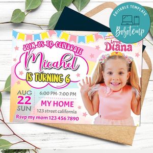 Like Nastya Birthday Flyer Customizable Template to Print at Home Instant Download