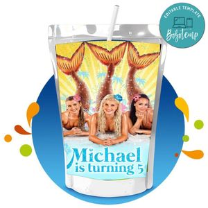 Mako mermaid Capri Sun Birthday Labels Digital File Printable Instant Download