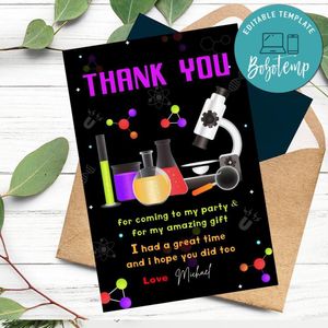 Science Thank You Card Customizable Template To Print At Home Instant Download