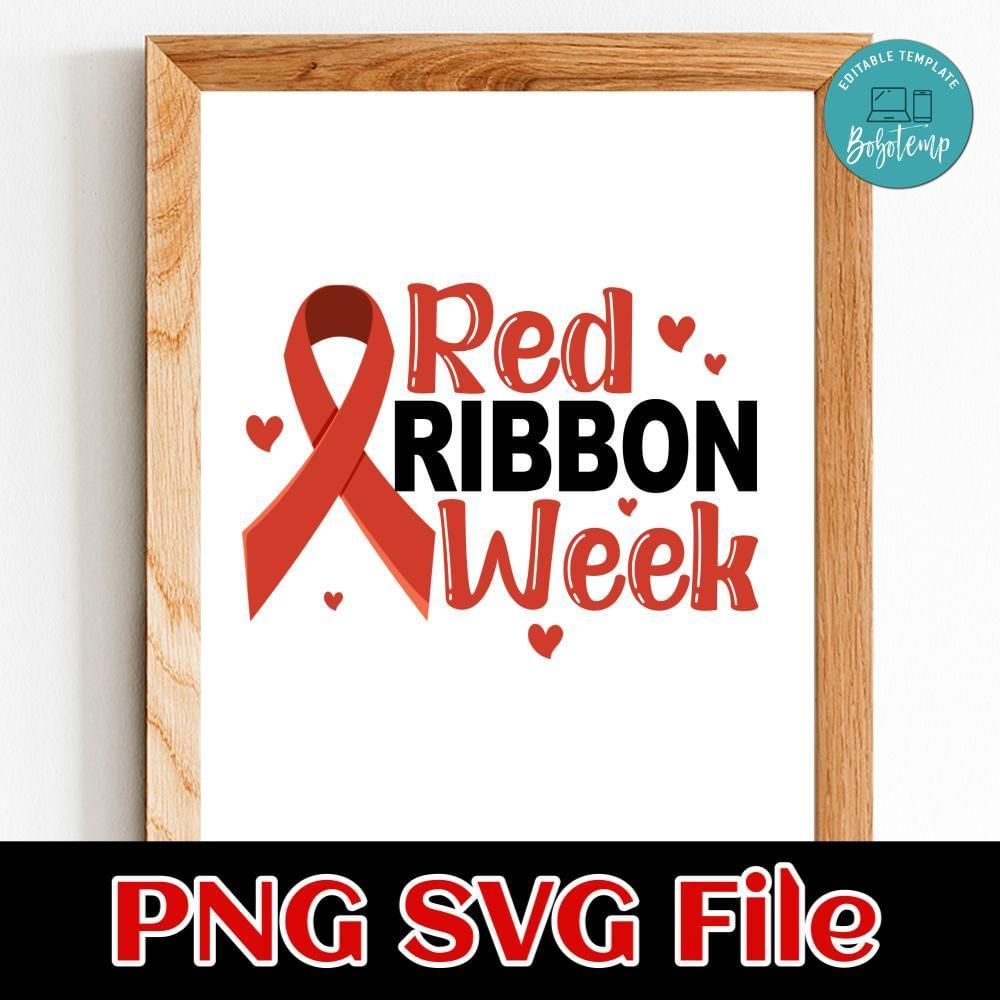 Red ribbon week PNG file template