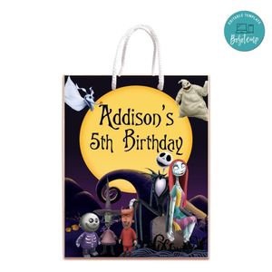 Nightmare Before Christmas Gift Bag Label Template Printable Instant Download