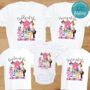 Bluey Birthday Girl Family Party PNG file template