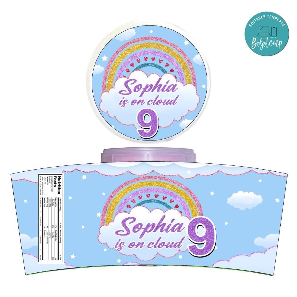 Cloud Nine Cotton Candy Label Template To Print At Home Instant Download