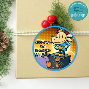 Dog Man Circle Sticker Template Customizable to Print at Home Instant Download