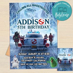 Ghostbusters: Frozen Empire Invitation Template Free Thank You Card Printable