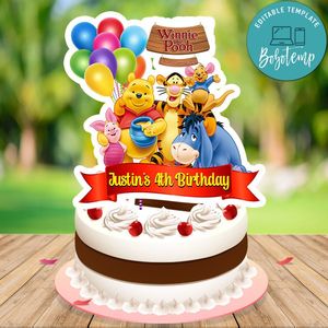 Winnie the Pooh Cake Topper Template Printable Instant Download