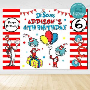 Thing 1 thing 2 Birthday Backdrop Digital File Template Instant Download